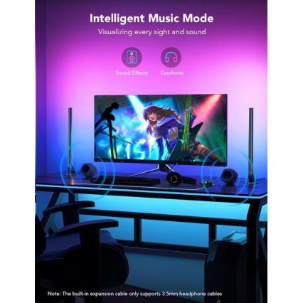 Govee - SÆT 2x Smart Gaming Wi-Fi LED RGBIC paneler + Smart Dual + fjernbetjening