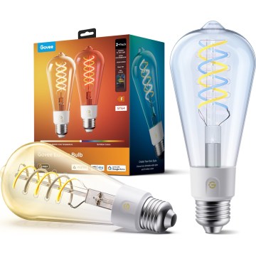 Govee - Sæt 2xLED RGBWW Dæmpbar pære Smart MATTER ST64 E27/5W/230V 2700-6500K Wi-Fi