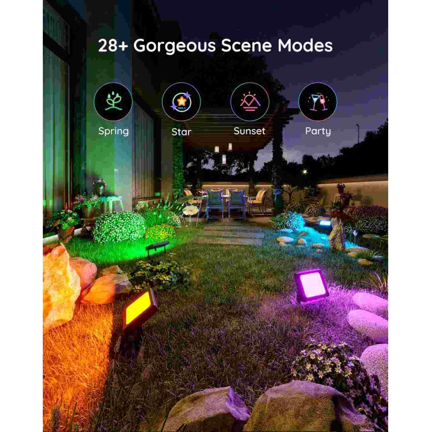 Govee - SÆT 4x Flood Lights udendørs SMART LED lamper Wi-Fi IP66