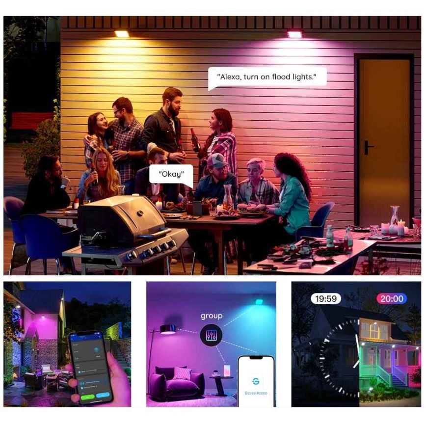 Govee - SÆT 4x Flood Lights udendørs SMART LED lamper Wi-Fi IP66