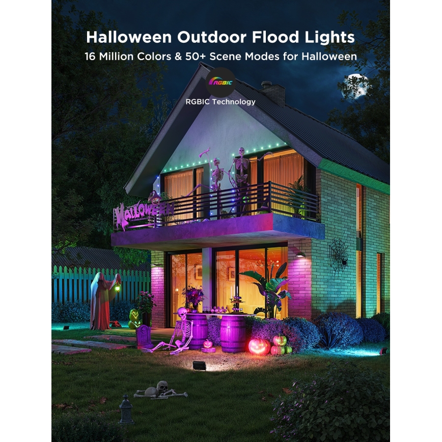 Govee - Sæt med 4 LED RGBICWW dæmpbare reflektorer, 24W/230V, IP66, mat, Wi-Fi