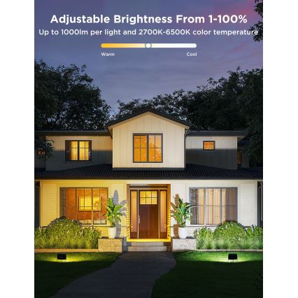 Govee - Sæt med 4 LED RGBICWW dæmpbare reflektorer, 24W/230V, IP66, mat, Wi-Fi