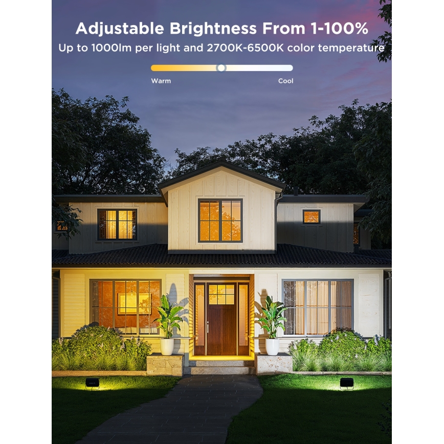 Govee - Sæt med 4 LED RGBICWW dæmpbare reflektorer, 24W/230V, IP66, mat, Wi-Fi