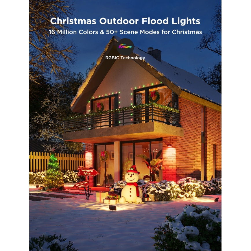 Govee - Sæt med 4 LED RGBICWW dæmpbare reflektorer, 24W/230V, IP66, mat, Wi-Fi