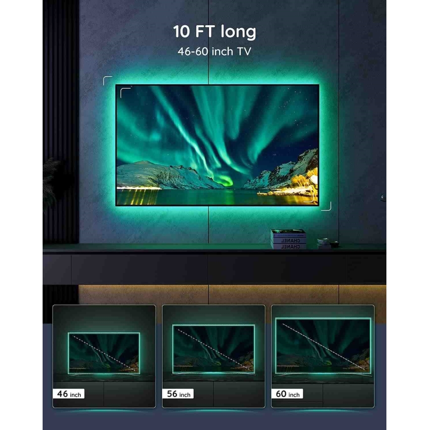 Govee - TV 46-60 Smart RGB LED-baggrundsbelysning + fjernbetjening