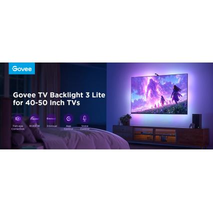 Govee - TV baggrundslys 3 Lite TV 40-50" SMART LED baggrundslys RGBICW Wi-Fi IP67 + fjernbetjening