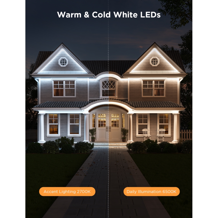 Govee - Udendørs Pro SMART RGBICWW udendørs LED strip 10 m 2700-6500K Wi-Fi IP65