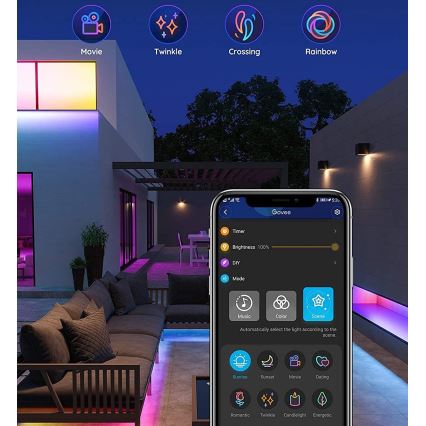 Govee - Udendørs Pro SMART RGBICWW udendørs LED strip 10 m 2700-6500K Wi-Fi IP65