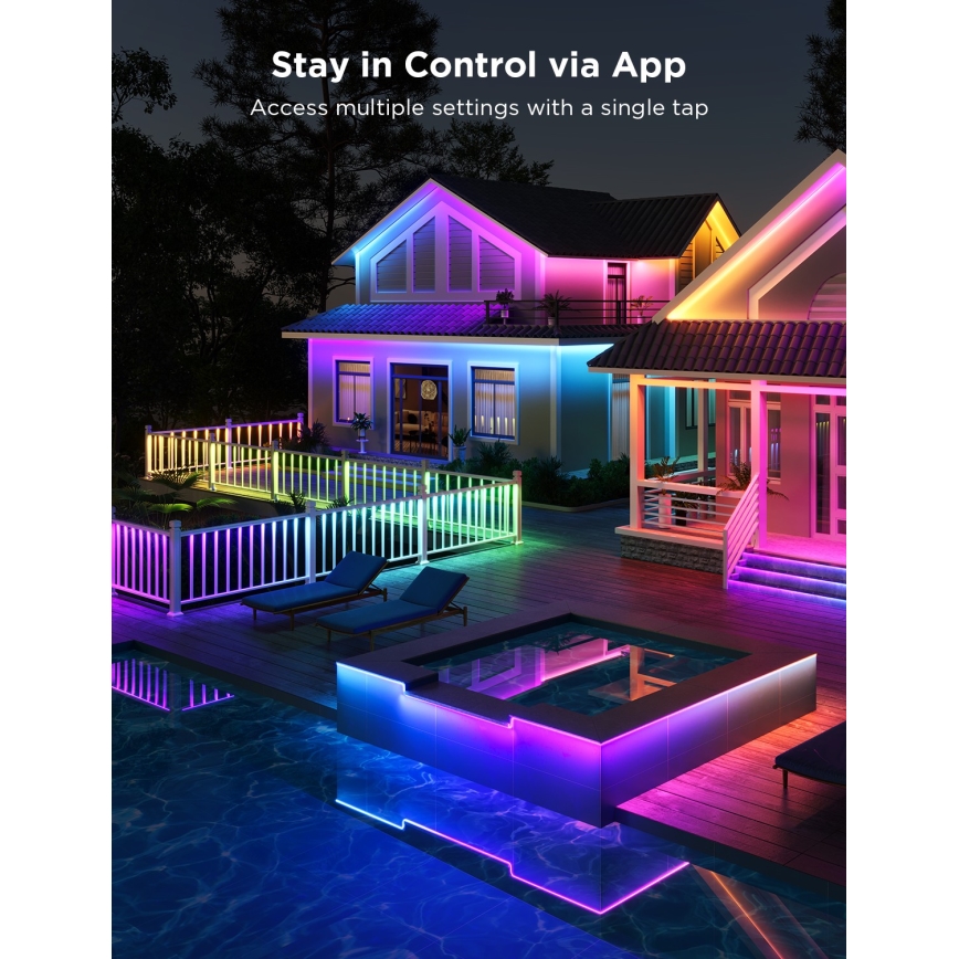 Govee - Udendørs Pro SMART RGBICWW udendørs LED strip 10 m 2700-6500K Wi-Fi IP65