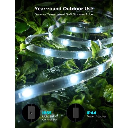 Govee - Udendørs Pro SMART RGBICWW udendørs LED strip 10 m 2700-6500K Wi-Fi IP65