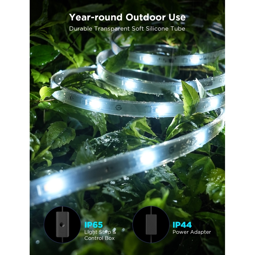 Govee - Udendørs Pro SMART RGBICWW udendørs LED strip 10 m 2700-6500K Wi-Fi IP65