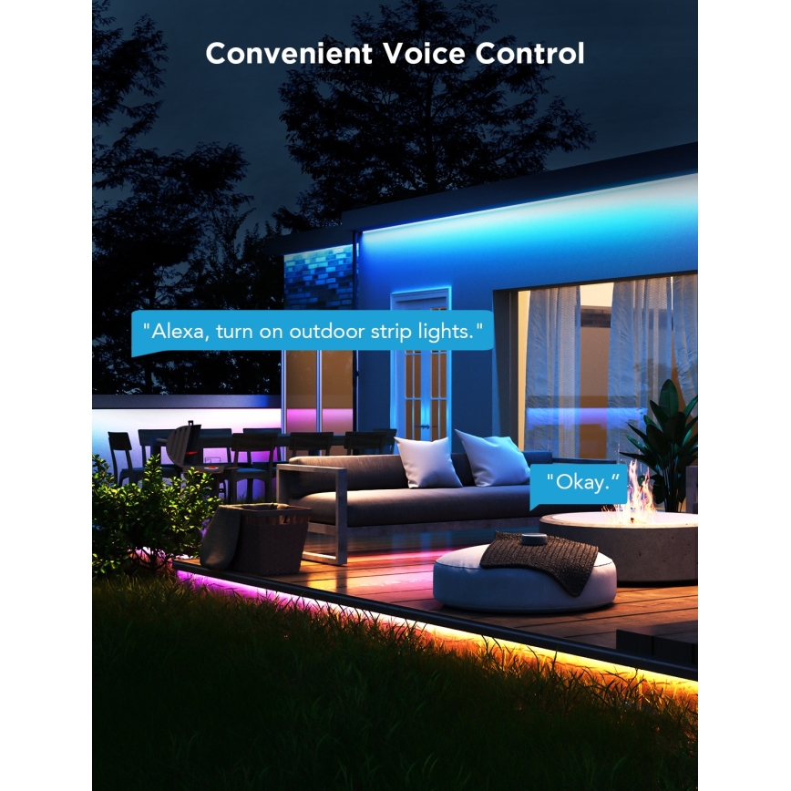 Govee - Udendørs Pro SMART RGBICWW udendørs LED strip 10 m 2700-6500K Wi-Fi IP65