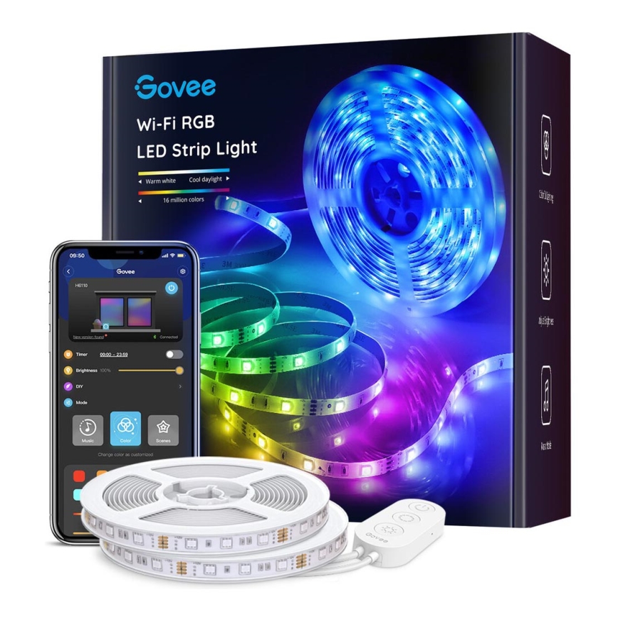 Govee - Wi-Fi RGB Smart LED lysbånd 10m