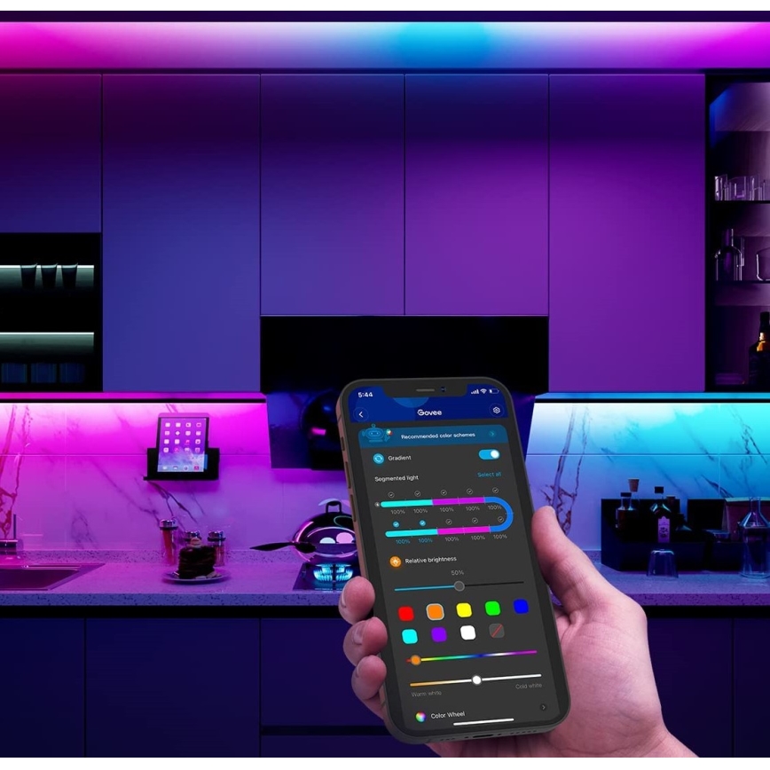 Govee - Wi-Fi RGBIC Smart PRO LED strip 3 m - ekstra slidstærk