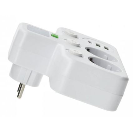 Stikdåse med afbryder og LED-belysning LINEA PRO 2x SCHUKO-stik + 3x USB (A/C) 4000 K hvid