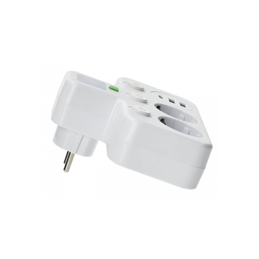 Stikdåse med afbryder og LED-belysning LINEA PRO 2x SCHUKO-stik + 3x USB (A/C) 4000 K hvid