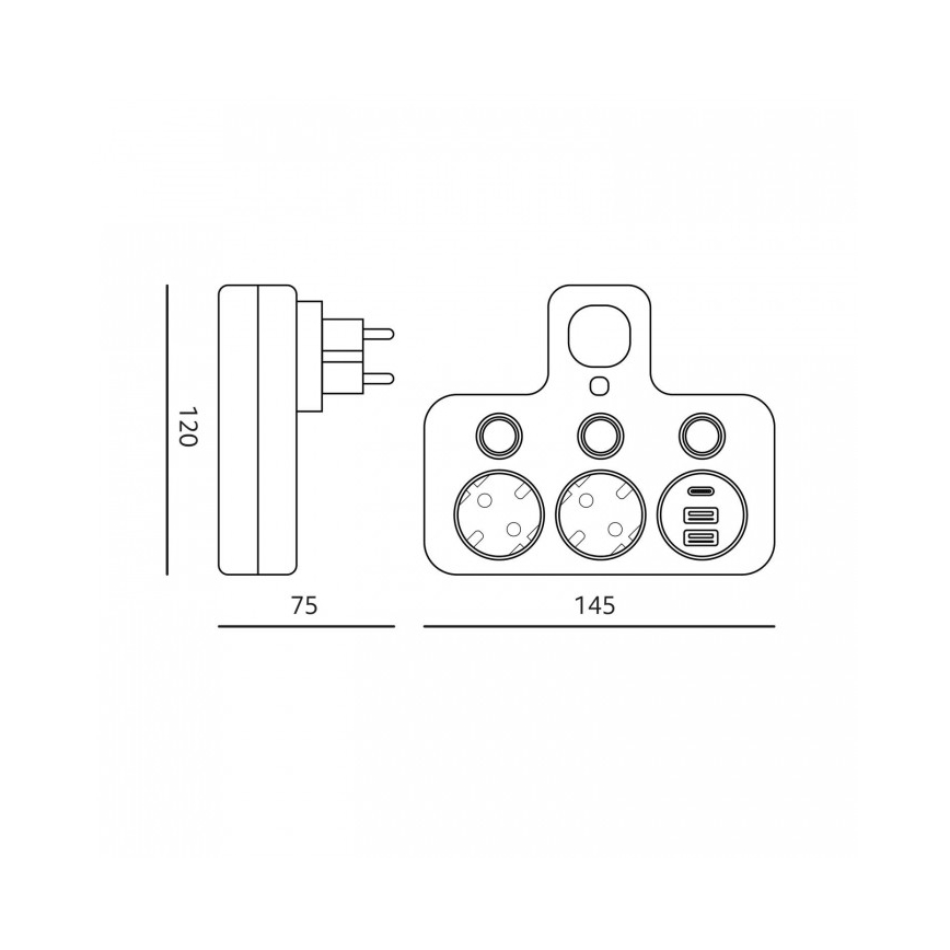 Stikdåse med afbryder og LED-belysning LINEA PRO 2x SCHUKO-stik + 3x USB (A/C) 4000 K hvid
