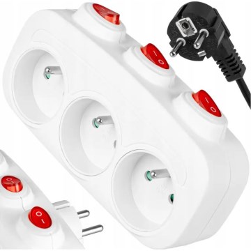 Grenkontakt med afbrydere, 3 udtag