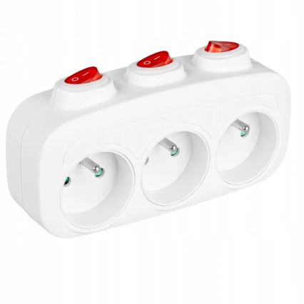 Grenkontakt med afbrydere, 3 udtag