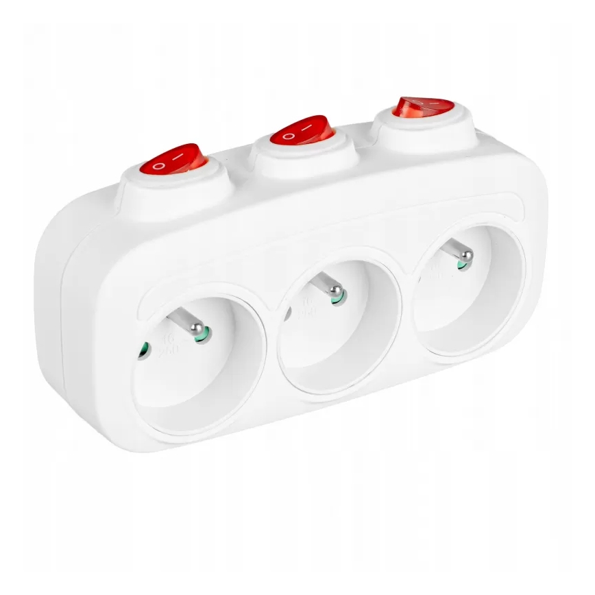 Grenkontakt med afbrydere, 3 udtag