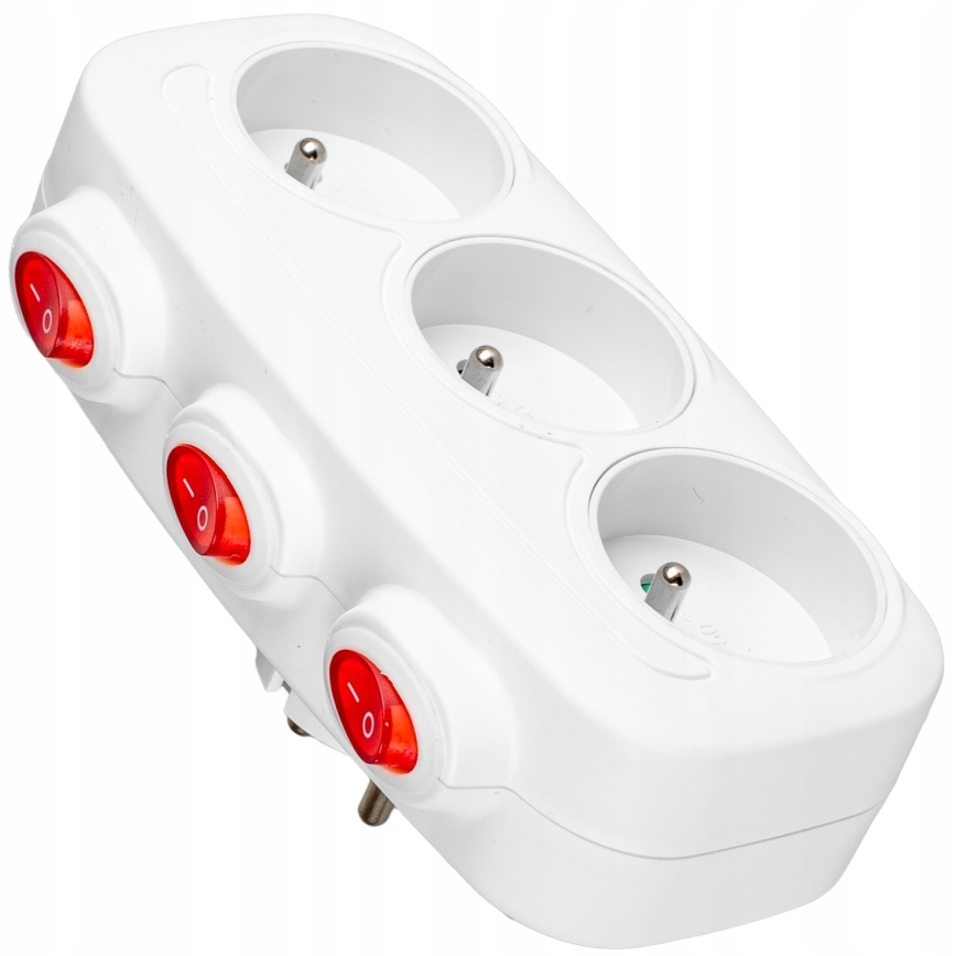 Grenkontakt med afbrydere, 3 udtag