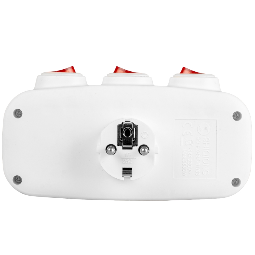 Grenkontakt med afbrydere, 3 udtag