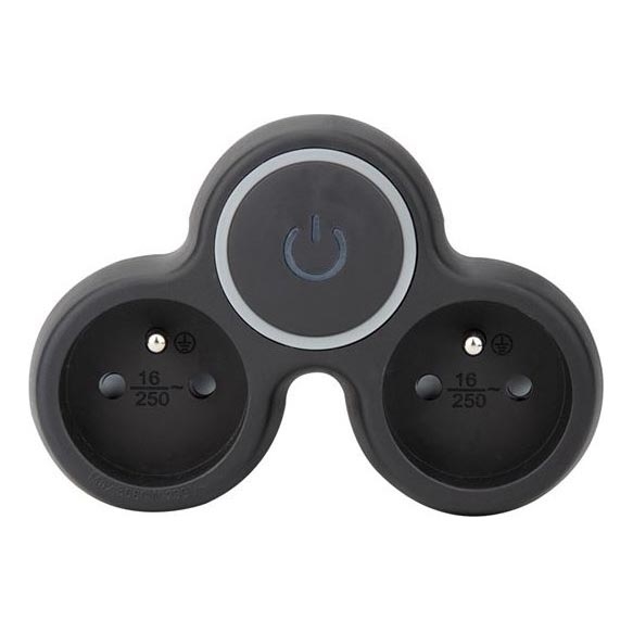 Grenstik med afbryder 2x 10A sort