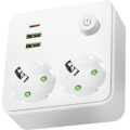 Grenstik med afbryder LINEA 2x230V + 3xUSB A/C SCHUKO hvid