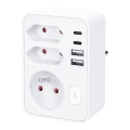 Grenudtag 1x16A+2x 2,5A med 2x USB A+C-oplader, hvid