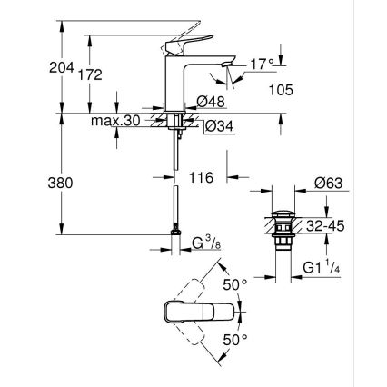 GROHE 1018330000 - DICE M håndvaskarmatur i poleret krom
