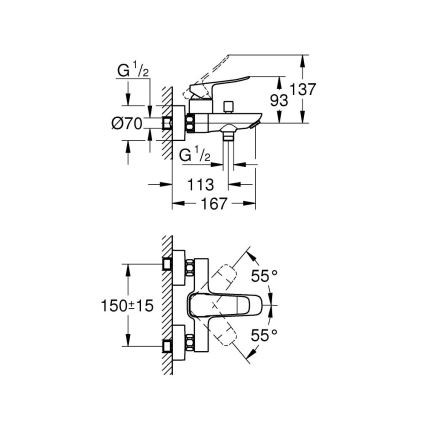 GROHE 1018720000 - DICE badekarbatteri i poleret krom