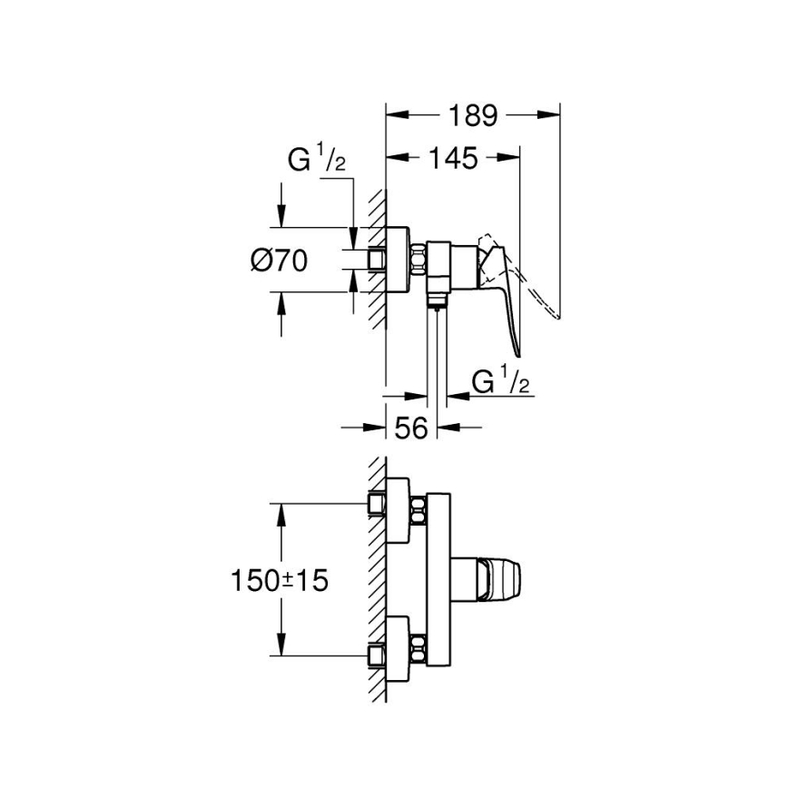 GROHE 1018742430 - DICE brusebatteri i sort