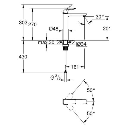 GROHE 1018920000 - Håndvaskarmatur DICE XL, poleret krom