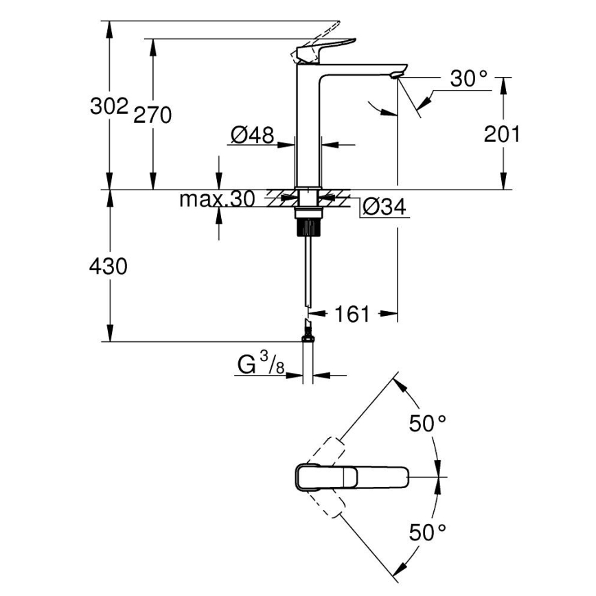 GROHE 1018922430 - DICE XL håndvaskarmatur i sort