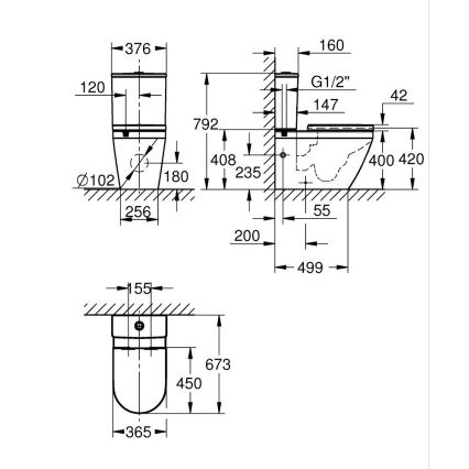 GROHE 102513SH00 - WC-sæt EURO CERAMIC 67,3 x 37,6 x 79,2 cm keramik/hvid