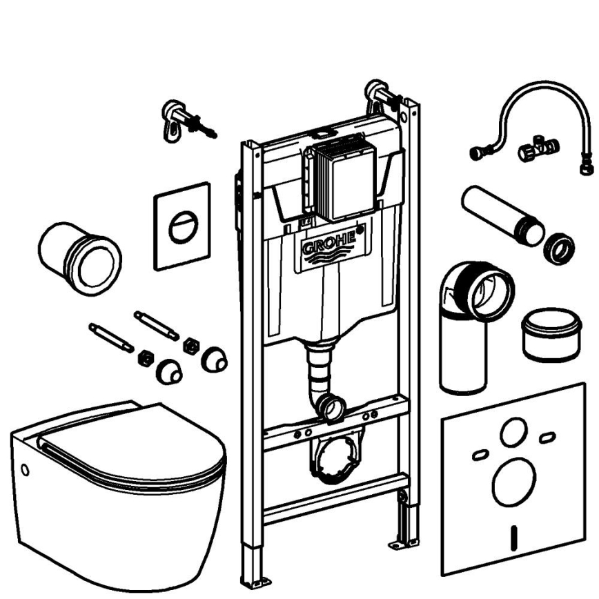 GROHE 103843SH00 - 5-i-1-sæt SOLIDO COMPACT 1,13 m keramik/hvid