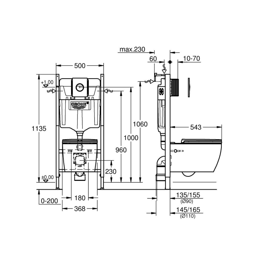 GROHE 103843SH00 - 5-i-1-sæt SOLIDO COMPACT 1,13 m keramik/hvid