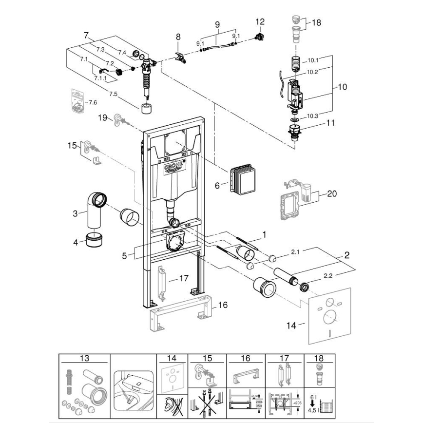 GROHE 103847SH00 - SOLIDO 5-i-1 sæt, 1,13 m, duro-hvid