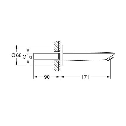 GROHE 13255001 - Badekarsbundventil BAUCOSMOPOLITAN 171 mm poleret krom