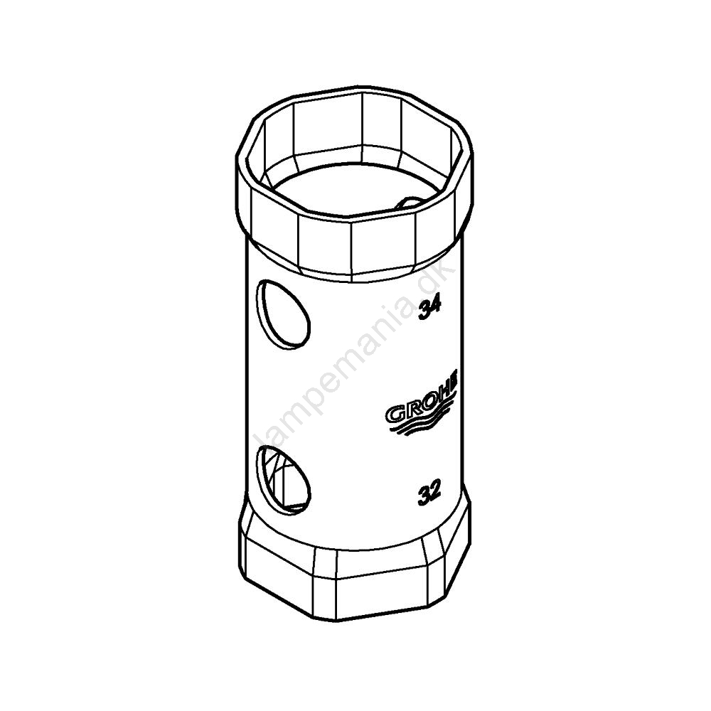 GROHE 19332000 - 34 mm nøgle i blank krom | Lampemania