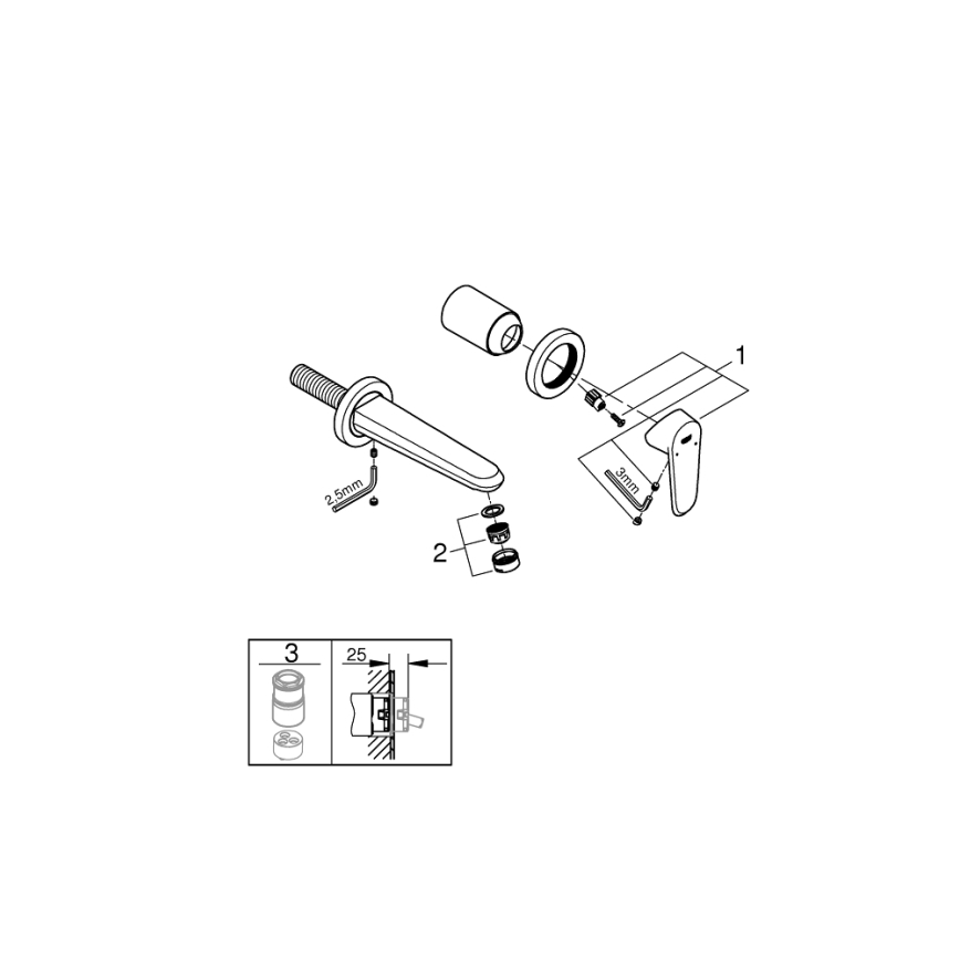 GROHE 19573002 - 2-huls håndvaskarmatur EURODISC COSMOPOLITAN 11x17 cm krom