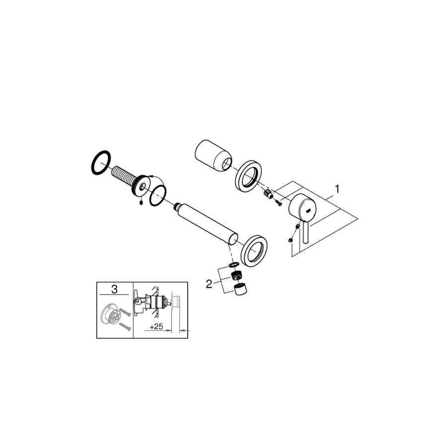 GROHE 19575001 - 2-huls håndvaskarmatur CONCETTO 147 mm poleret krom