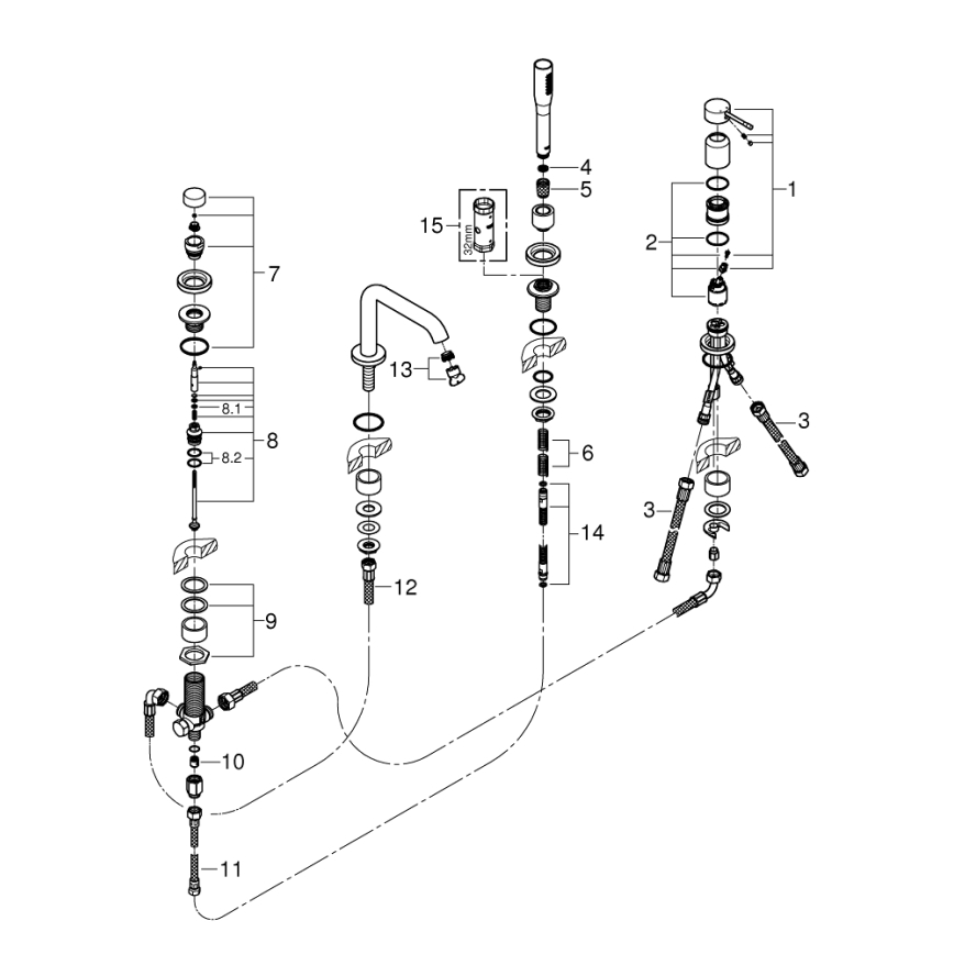 GROHE 19578001 - ESSENCE 4-huls kararmatur 197 mm, blank krom