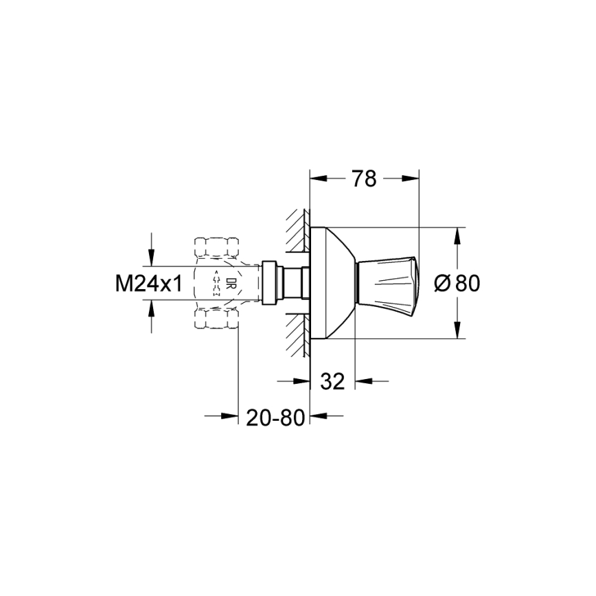 GROHE 19808001 - Overdel til indbygget ventil COSTA L blank krom