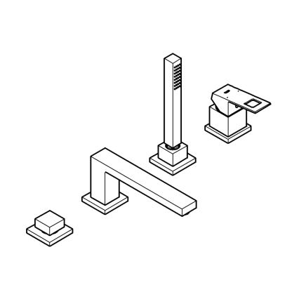 GROHE 19897001 - 4-huls badekarsarmatur EUROCUBE, poleret krom