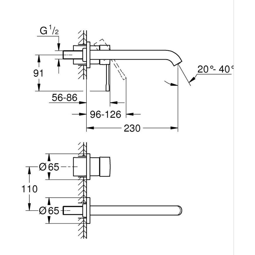 GROHE 19967DL1 - ESSENCE 230 mm 2-huls håndvaskarmatur i bronze
