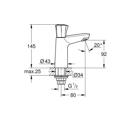 GROHE 20186001 - Stående ventil COSTA L DN 15 blank krom