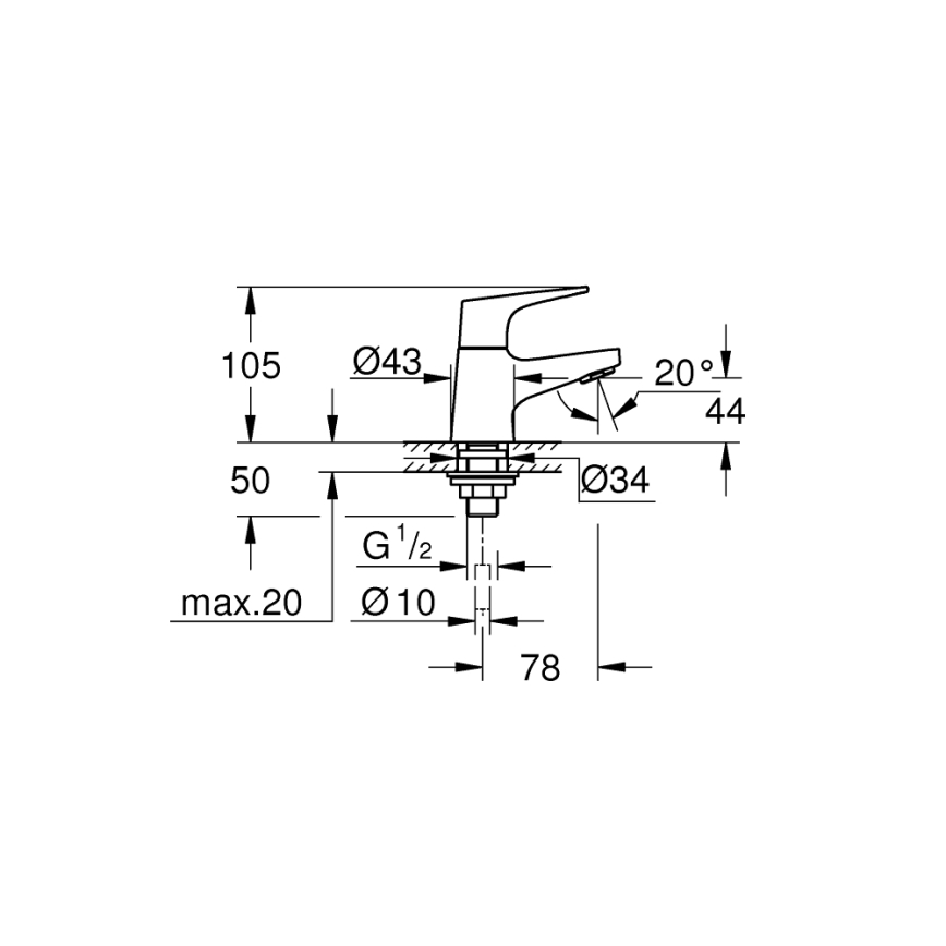 GROHE 20577000 - START FLOW påbygget ventil DN 15 blank krom