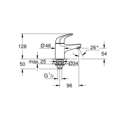 GROHE 20617001 - SWIFT bordsmonteret armatur, størrelse XS, poleret krom