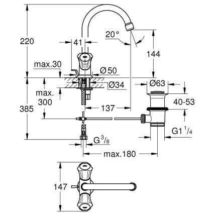 GROHE 21375001 - Håndvaskarmatur COSTA L i blank krom